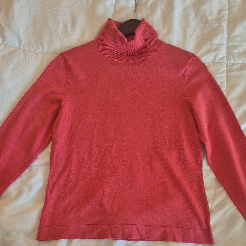 Ann Taylor Coral Pink Turtleneck Sweater